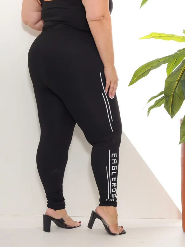 Calça Legging Plus Size Feminina Levanta Bumbum Riscos na Lateral Cintura Alta Comfort Algodão Premium - Image 2