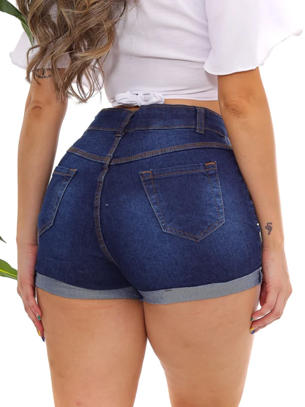 Shorts Jeans Feminino 4 Botões Cintura Alta Modelo Premium - Image 2