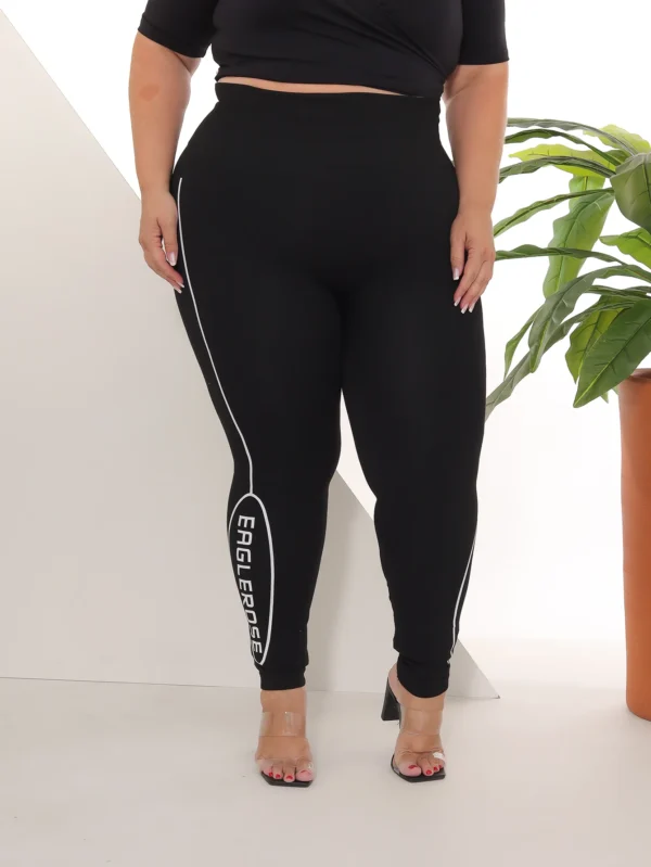 Calça Legging Feminina Plus Size Levanta Bumbum Cintura Alta Total Black Confortável Algodão Tecido Leve Premium