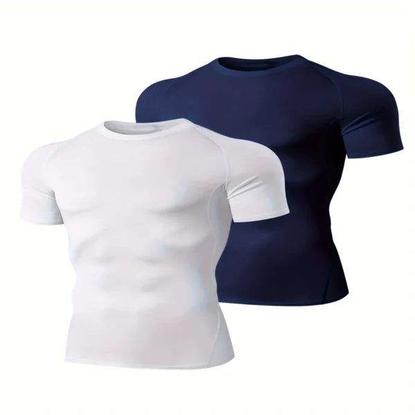 Camisa de compressão manga curta/longa para homens, camisa de compressão de 2 partes para esportes ao ar livre