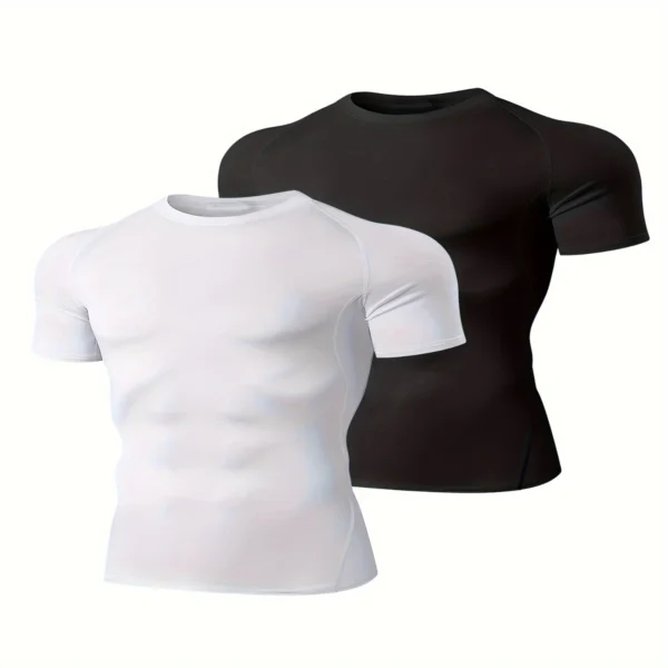 Camisa de compressão manga curta/longa para homens, camisa de compressão de 2 partes para esportes ao ar livre - Image 2